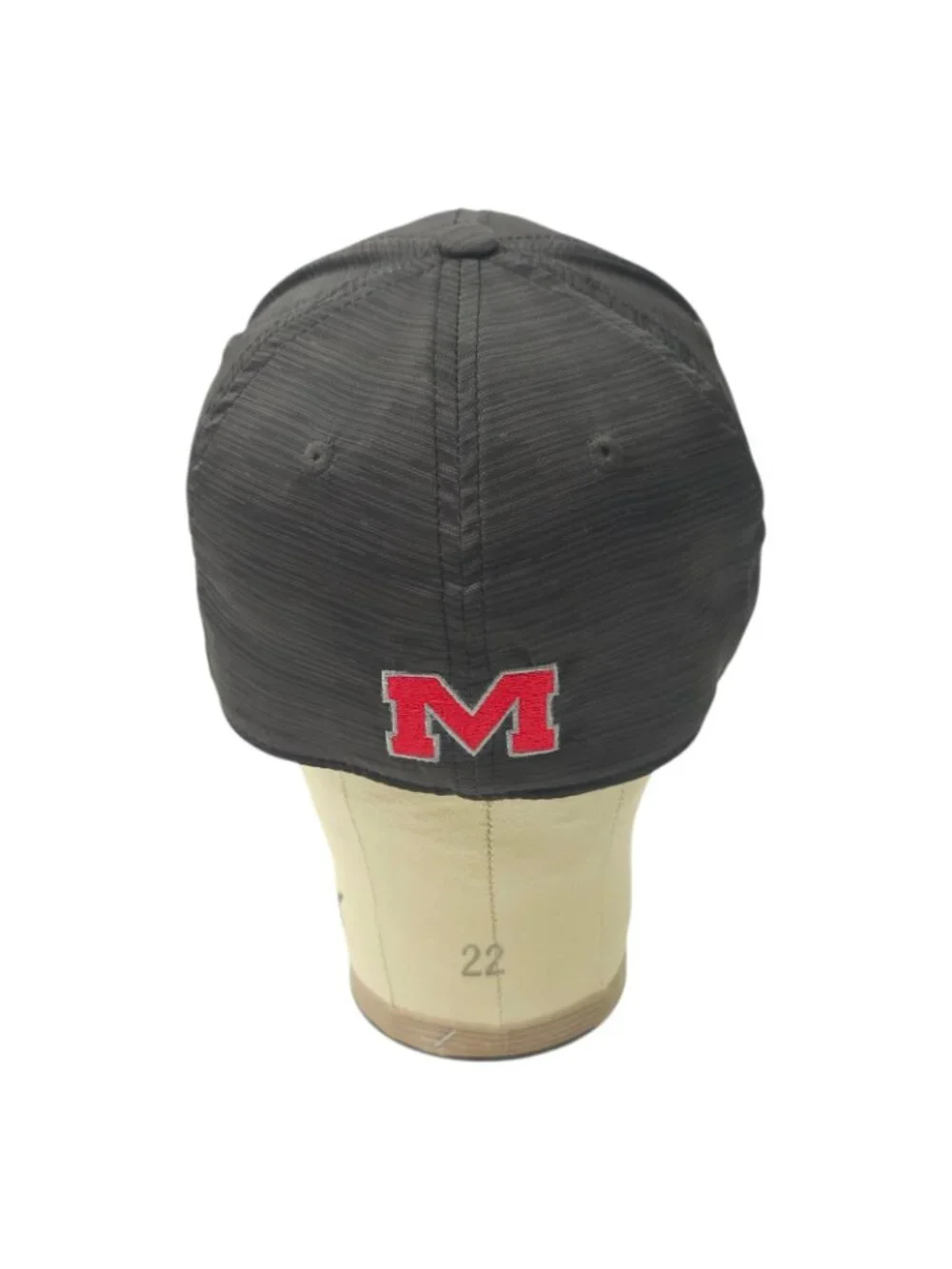 Ole Miss Rebels NCAA Hat Cap One Fit Stretch Fit Charcoal Grey Red Embroidered